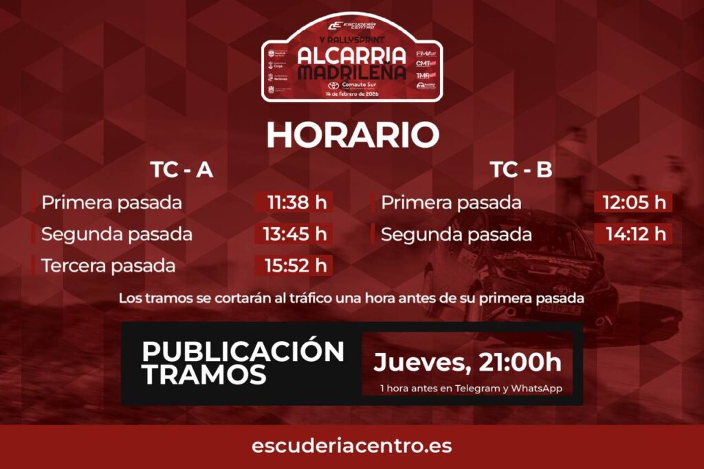 Horarios V Rallysprint Alcarria Madrileña Horarios V Rallysprint Alcarria Madrileña